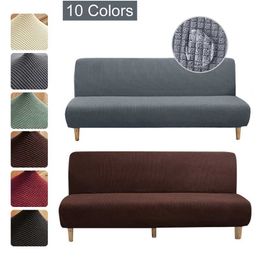 Elastic Sofa Bed Cover Polyester Fabric Armless Folding Living Room Bench Slipcover s Washable For Home 211116