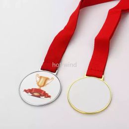 Personalized Gilded Medals Sublimation Straw Pattern Design Medal Marathon Prizes with Lanyard DHL