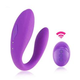 Nxy Sex Vibrators Quiet Dual Motor u Shape g Spot Vibrator Wireless Remote Control Clitoris Stimulation Toy for Women Couple Play 1209
