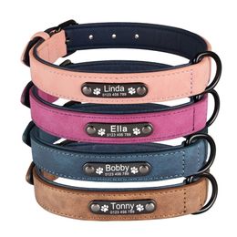 Personalised Dog Collars Customised puppy Collars with Id Tags Eco-friendly Microfiber Adjustable Size for Large and Small Dog Y200922