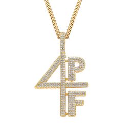 Hot Sale 4PF Pendant Gold Silver Plated Cubic Zirconia Micro Paved Four Pockets Full LilBaby CZ Bling Iced Out Necklace For Men Jewellery