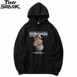 Men Streetwear Hip Hop Hoodie Sweatshirt Spaceman Print Autumn Winter Harajuku Hoodie Pullover Cotton Hooded Sweatshirt 201114