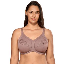 Women's Plus Size Embroidered Non-Padded Full Coverage Wirefree Bra 210728