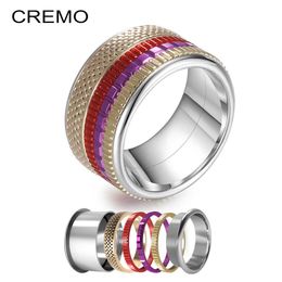 relief box Australia - Cremo Boho Stainless Steel Rings Women Band Interchangeable Combination Fidget Meditation Anxiety Relief Ring Free Box Q0825