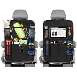 2PC/1PC Car Back Seat Organiser Kids Car Backseat Cover Protector with Touch Screen Tablet Holder Kick Mats with Pocket for Toys