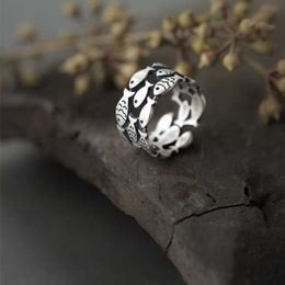 Sterling Silver 925 Marine Life Lovely Retro Tiny Fish Ring for Women Free Size Korea Style Fine Jewellery Gift 210707