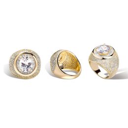 Hip Hop With Side Stones Rings Iced Out Large Size Diamond Mens Finger Ring Gold Silver Plated Fashion Jewellery