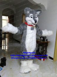 Mascot Costumes Long Fur Furry Grey Wolf Fox Husky Dog Fursuit Mascot Costume Adult Cartoon Character Fashionable Morden Wedding Marriage zx