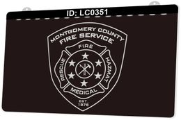 LC0351 Montgomery County Fire Service Light Sign 3D Engraving