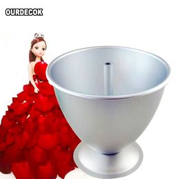 8 Inch Cake Mould 3D Princess Dress Aluminium Baking Tools Mould for Fondant Cake Decorating with Doll patisserie moules a gateau 210225