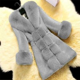 Winter Women High Quality Faux Rabbit Fur Coat Luxury Loose Lapel Overcoat Thick Warm Plus Size Female Plush s #T2G 211220