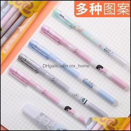 Gel Pens Writing Supplies Office & School Business Industrial 50Pics Blue Needle Pen Erasable Neutral Cute Cartoon For Primary Students Drop