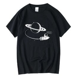 XIN YI Men's t-shirt High quality 100% cotton short slleve Funny spaceman print Cool loose men tshirt o-neck male tee 210629