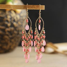 Jewelry Earrings Dangle & Chandelier Multi-layer Water Drop Long Section Creative Bohemian Beads Tassel Stud Earrings Beach Resort Style