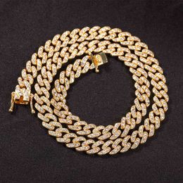 Uwin - Cuban Diamond Necklace, 9mm Chain Link, All Ice Punk Chain, Glitter, Hip Hop, Manifesto Jewelry Q0809