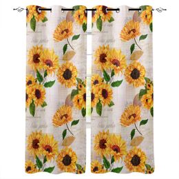 Curtain & Drapes Sunflowers Vintage Spaper Modern Living Room Blackout Curtains For Kitchen Bedroom Window Treatments