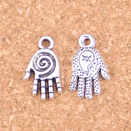 96pcs Antique Silver Plated Bronze Plated hamsa palm hand protection Charms Pendant DIY Necklace Bracelet Bangle Findings 18mm