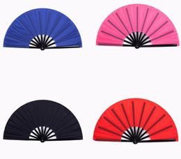 Party Favor 50pcs Martial Arts Chinese Traditional Pure Color Tai Chi Kung Fu Fans Plastic Folding-Fan 33cm Fan Frame SN2890