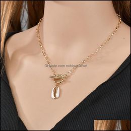 Pendant Necklaces & Pendants Jewellery Concise Personality Ocean Wind One Word Shell Alloy Long Money Chain Woman Drop Delivery 2021 E4Qad