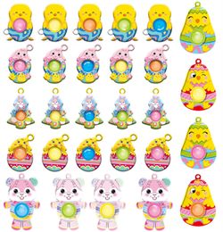 Easter Fidget Toy Mini Stress Relief Hand Toys Egg Bunny Chicken Shaped Anti Anxiety Stresses Reliever Kids Toy Party Favors