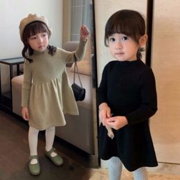 Toddler Baby Little Girls Sweater Dresses Winter Kids Ribbed Cotton Long Sleeve Knitted Dress Girl Outfits for 3 4 5 6 7 8 Years 210317