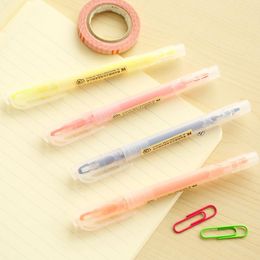 Highlighters Cute Kawaii Double Head Fluorescent Highlighter Pen Water Colour Marker For Paint Draw Zakka Chool Supplies Stationery Dood