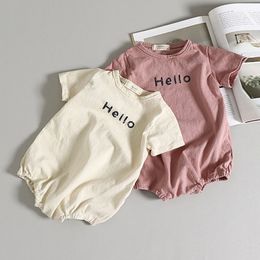 MILANCEL summer Korean style baby bodysuits letter print boys girls jumpsuits cute infant clothes 210312