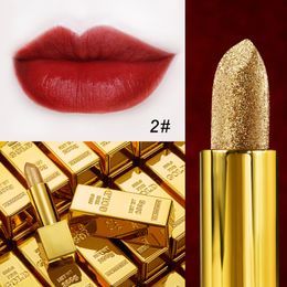 Glitter Moisturising Makeup Velvet Matte Gold Lipstick Waterproof Lipstains Sexy Shiny Red Cosmetics Pigment Nude Rouge dhl