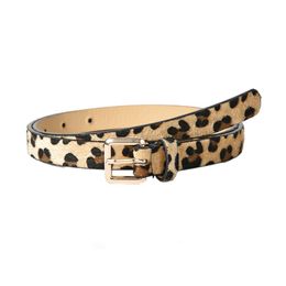 Belts Gold Buckle Belt For Women Leopard Snake Zebra Pattern Leather Women's Fashion Jeans Dress Thin Female Waistband