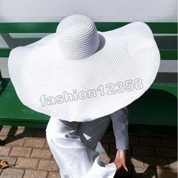 Women Foldable Oversized Hat Summer 25cm Large Brim Beach Hats Lady Outdoor Sun Protection Straw Hat Wholesale