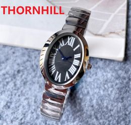 Oval Shape Quartz Watch Stainless Steel Women Lady Waterproof Luminous Wristwatches