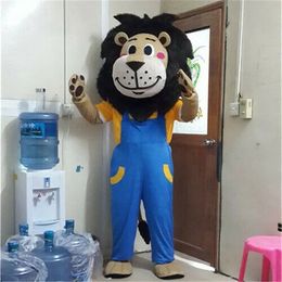 Fun Black Hair Lion Mascot Costume Halloween Christmas Fancy Party Cartoon Character Outfit Suit Adult Women Men Dress Carnival Unisex