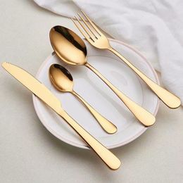 2021 free shipping Gold Cutlery spoon fork knife tea spoon Matte Gold Stainless Steel Food Silverware Dinnerware Utensil
