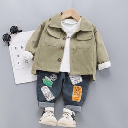Clothing Sets 2023 Autumn Children Casual Long-Sleeved Jacket Denim Trousers 3Pcs Suit Fashion Kids Baby Boys Clothes Set 1-4YClothing