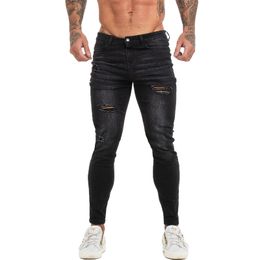 Men Slim Fit Ripped Mens Jeans Big and Tall Stretch Black Men Jeans for Men Distressed Elastic Waist zm144