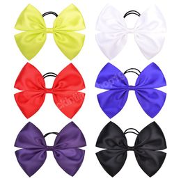Fashion Handmade Grosgrain Ribbon Bowknot Headband 7.3 Inches Large Bows Elastic Hairbands Newborn Headwear Photo Props 6 Colours