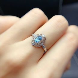KJJEAXCMY fine Jewellery S925 sterling silver inlaid natural blue topaz girl elegant ring support test Chinese style ing