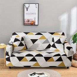 Geometric Elastic Sofa Covers for Living Room Stretch Sectional Corner Slipcovers Couch Cover Chair Protector funda sofa 211207