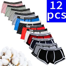 Underpants 12PCS Fashion Male Panties Cotton Mens Underwear Boxers Breathable Man Solid Color Stripe Comfortable Men Shorts