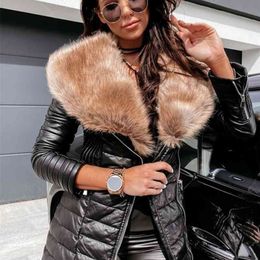 Jacket Women Faux Fur Long Sleeve Zipper Jackets Winter Warm Outdoor Plus Size Parka Coat Outerwear S-5XL 210923
