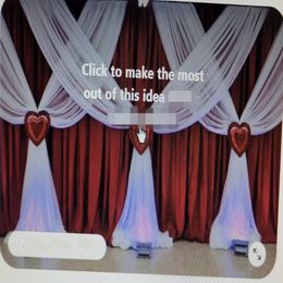 3MX6M Ice silk burgundy Wedding Backdrop Drape curtains with white yarn For Party Event Stage Background Wall Decor