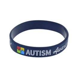 100PCS Autism Awareness Suport Silicone Rubber Bracelet Trendy Decoration Logo Adult Size Black