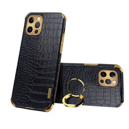 Luxury Business Leather Crocodile Texture Cover Phone Case For iPhone 12 11 Pro Max Xs Xr Xs Max 7 8Plus with Ring Holder