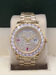 Men's automatic watch waterproof sapphire face 44mm large diamond ring stainless steel folding buckle men's watch