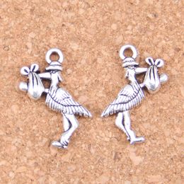 76pcs Antique Silver Plated Bronze Plated stork baby bird Charms Pendant DIY Necklace Bracelet Bangle Findings 23*18mm