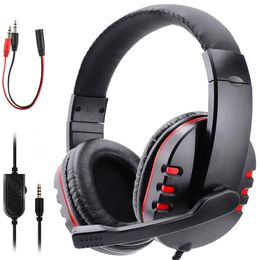 Gaming Headset With Microphone Stereo Surround Headphones Adjustable Wired Computer Gamer Earphones For PC PS4 Xbox One Mobile