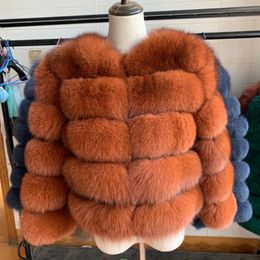 Women's Fur & Faux 50CM Real Coat Women Winter Thick Jacket Short Wholesale Genuine Sleeve