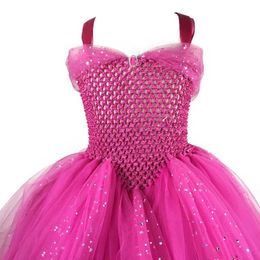 Girls Glitter Tutu Crochet Sparkle Tulle DrLong Ball Gown Children Birthday Party Costume PrincDress