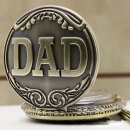 Vintage Bronze Love Heart Dad Crown Roman Number Pocket Watch Key Shape Wathch Nice Jewellery Gift