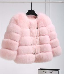 S-3XL Mink Fur Coat Women's 2022 Winter Top Fashion Pink Faux Fur Coat Elegant Thick Warm Jacket Women's Jacket